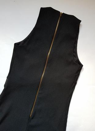 Шикарное черное платье в рубчик с необычной шнуровкой,стильное платье с замком на спине9 фото