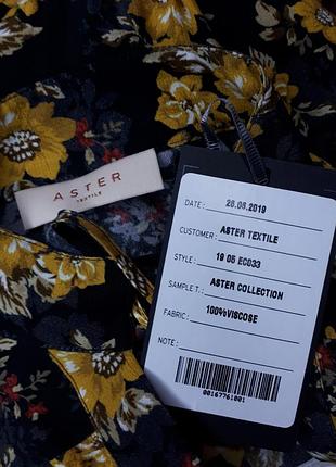 Шикарная блуза - топ черный с желтыми цветами объемными рукавами aster (размер 36-38) 6