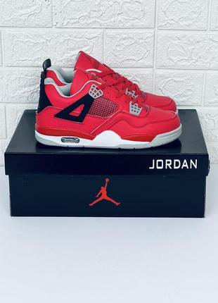 Кроссовки женские мужские nike air retro jordan 4 красных кроссовки джордан 44 фото