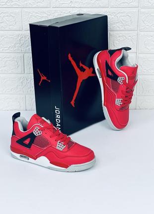 Кроссовки женские мужские nike air retro jordan 4 красных кроссовки джордан 48 фото