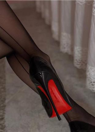 Женские черные кожаные туфли - лодочки в стиле christian louboutin so kate 12 см лабутены3 фото