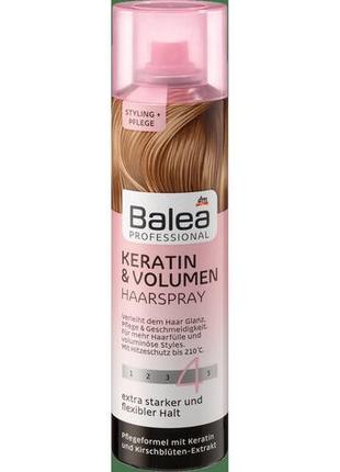 Лак для волосся з кератином для об'єму балеа balea keratin & volumen 250 мл (німеччина)1 фото