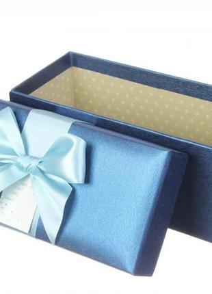 Подарочные коробочки синие с бантом, разм.l: 30*14.5*13.5 см (комплект 3 шт)3 фото