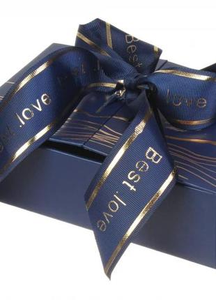 Подарункові коробки сині складні з бантом, розм.l: 28*20*9.5 см (комплект 3 шт)4 фото