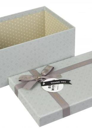 Подарункові коробки сірі з бантом, розм.l:29.5*22.5*13 см (комплект 3 шт)2 фото