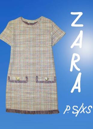 Zara trafaluc милое платье мини с бахромой р.s/xs