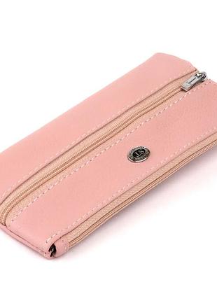 Жіночий гаманець-ключниця з натуральної шкіри st leather 19353 рожевий