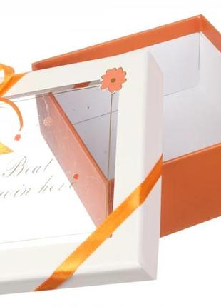 Подарункові коробки (комплект 3 шт) із прозорою кришкою, розмір l: 21.5*21.5*10 см3 фото