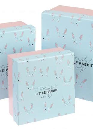 Подарункові коробки квадратні "little rabbit" (комплект 3 шт), розм.l: 22*22*10 cм1 фото