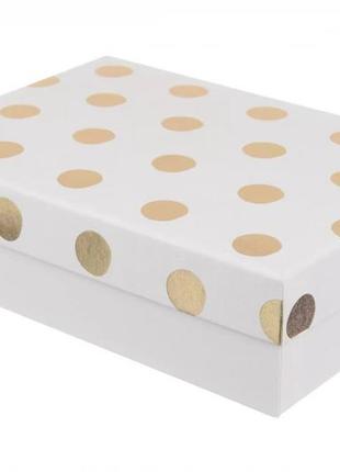 Подарункові коробки білі в горошок прямокутні, розм.l: 37*27*11 (комплект 10 шт)2 фото