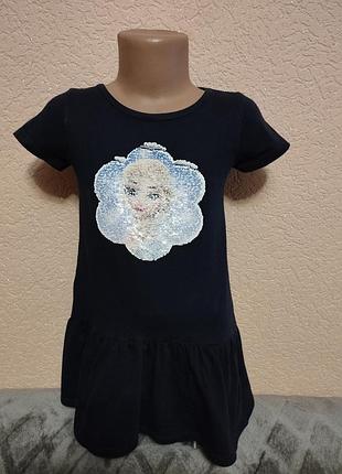 Туника темно-синяя,хлопок,с принцессой для девочки 4-6роков, Рост 110-116см от h&amp;m disney