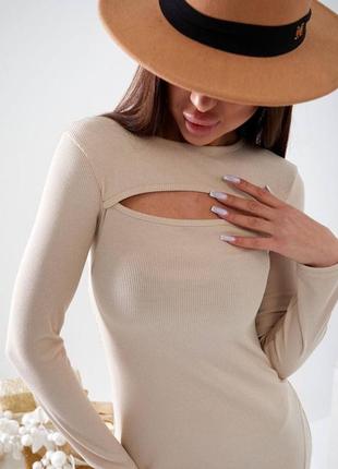 Жіноча сукня трикотаж рубчик з розрізом весна🌸2023🌸10 фото