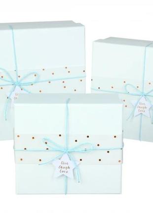 Подарочные коробочки голубые с бантиком, разм.l: 26*21*10.5 cм (комплект 3 шт)