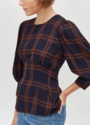 Блуза в клітку з об'ємними рукавами блузка віскоза блуза в клетку с объемными рукавами 44 46 распродажа розпродаж