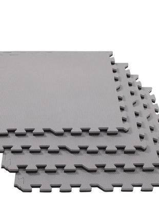 Мат-пазл (ласточкин хвост) springos mat puzzle eva 120 x 120 x 2 cм fm0009 black/grey poland5 фото