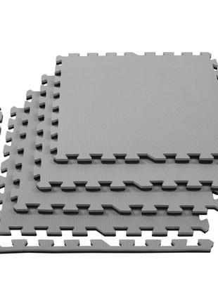 Мат-пазл (ласточкин хвост) springos mat puzzle eva 120 x 120 x 2 cм fm0009 black/grey poland7 фото