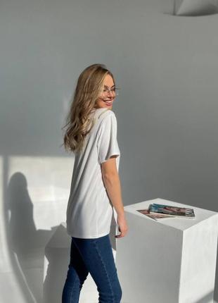 Женская базовая футболка оверсайз в рубчик.3 фото