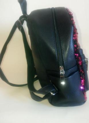 Рюкзак женский, рюкзак с пайетками, рюкзак с пайетками перевертішами3 фото