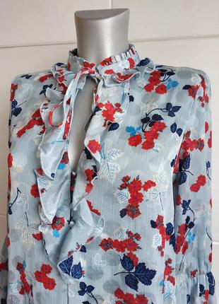 Дивовижна блуза zara з принтом красивих квітів і рюшами6 фото