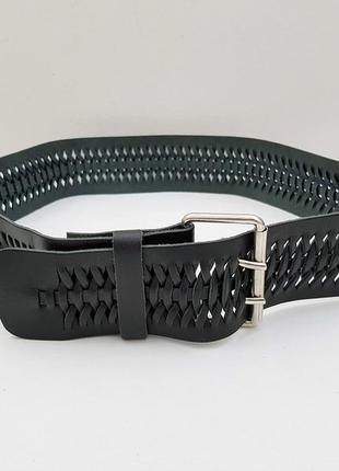 Пояс с красивым узором, высечкой, натуральная кожа. 97 см (55)