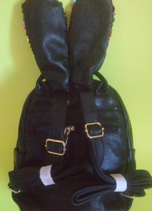 Рюкзак детский, рюкзак с пайетками, рюкзак зайчик, рюкзак с двухсторонними пайетками2 фото
