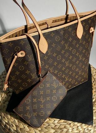 Сумка в стилі louis vuitton neverfull brown pink9 фото