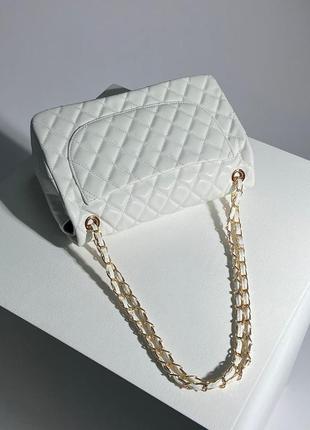 Сумка в стилі chanel 3.55 white/gold 5