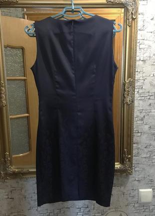 Вечернее атласное платье, праздничное, цвет темно-синий.2 фото