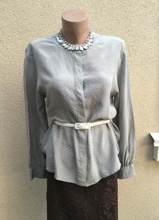 Винтаж,шёлковая блуза,рубаха в горохи,офисная,шелк100%,люкс,швейцария,бренд akris