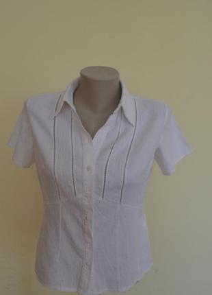 Классная брендовая  белая блузочка из льна