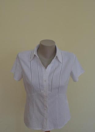 Классная брендовая  белая блузочка из льна2 фото