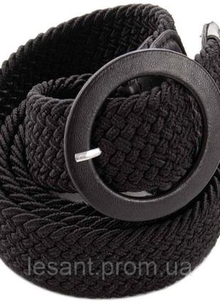 Ремінь жіночий гумка плетений еластичний alon чорний1 фото