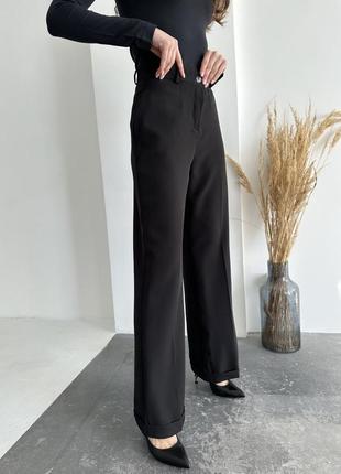 Женские брюки палаццо штаны с высокой посадкой черные бежевые хаки нарядные весенние классические3 фото