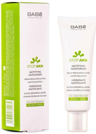 Матуючий зволожуючий крем для жирної і проблемної шкіри babe laboratorios mattifying moisturiser, 50 мл