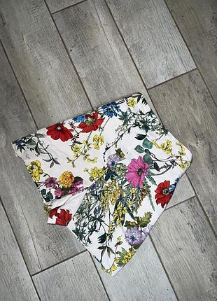 Білі шорти,шорти квітковий принт(020)