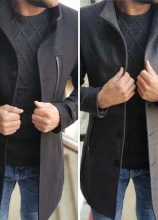 Мужское пальто серый,черный1 фото