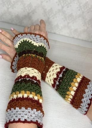 Митенки перчатки высокие в стиле бохо бохо-шик2 фото