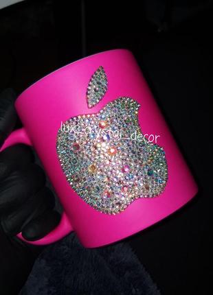 💎чашка apple, інкрустація стразами2 фото