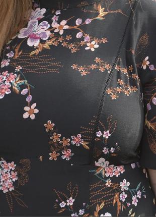 Черное вискозное миди платье f&amp;f с цветочным принтом в стиле зара9 фото