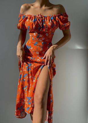 Платье миди с цветочным принтом2 фото