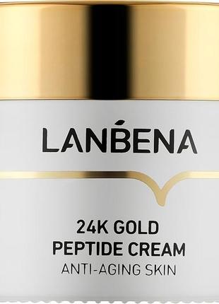 Антивозрастной пептидный крем для лица с 24-каратным золотом lanbena 24k gold peptide cream2 фото