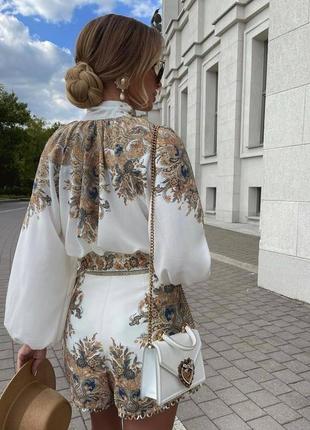 Женский брендовый костюм шорты + блуза из льна zіmmеrmаn3 фото