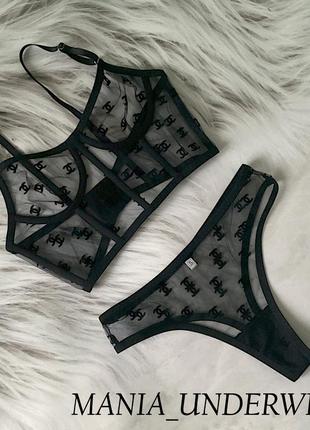 Неймовірно стильний чорний комплект шанель від mania_underwear