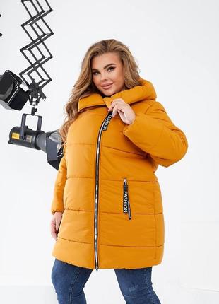 Куртка женская зимняя удлиненная с капюшоном с теплой подкладкой большие размеры4 фото