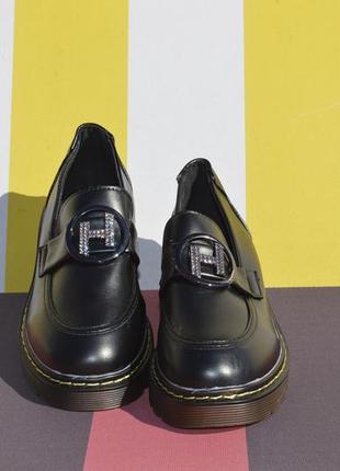 Туфли слипоны женские черные5 фото