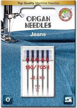 Иглы швейные для джинса organ jeans №100 для бытовых швейных машин блистерная упаковка 5 штук (7030)
