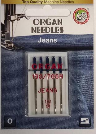 Голки швейні для джинсу organ jeans №110 для побутових швейних машин блістерна упаковка 5 штук1 фото