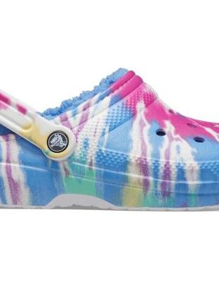 Оригинальные утепленные кроксы crocs classic tie-dye lined clog4 фото