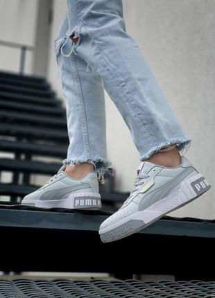 Женские кроссовки puma cali basket grey white / smb9 фото