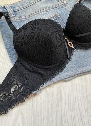 Лифчик чёрный кружевной чашка а с кружевом 65а 70а 75а 80а на маленькую грудь бюстгальтер